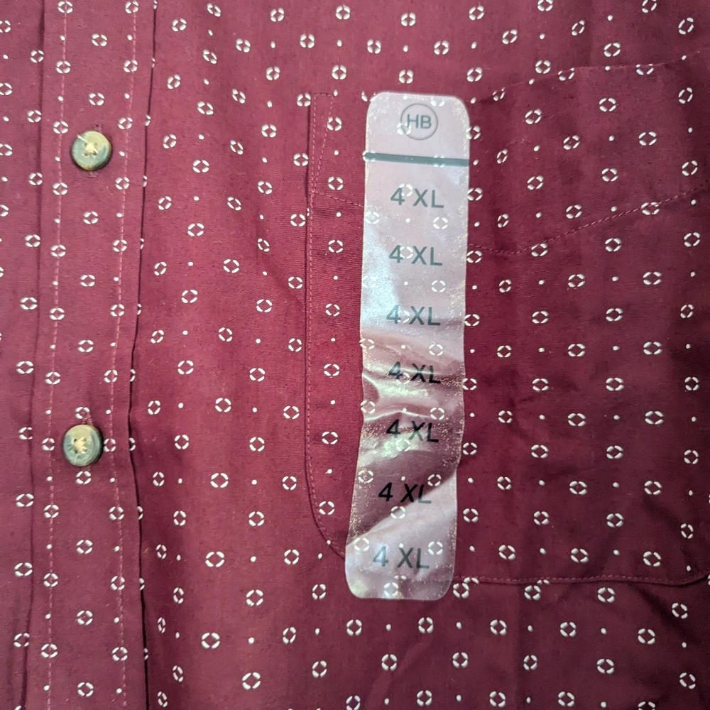 DXL HB Men's Dress Shirt Maroon (4XL) - Picture 4 of 7